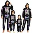 thumbnail image 1 of TBKOMH Matching Halloween Pajamas Family Skeleton Costume Zip Up Hooded Jumpsuit Long Sleeve One Piece Loungewear for Couples Adults Spooky Party Outfit, 1 of 5