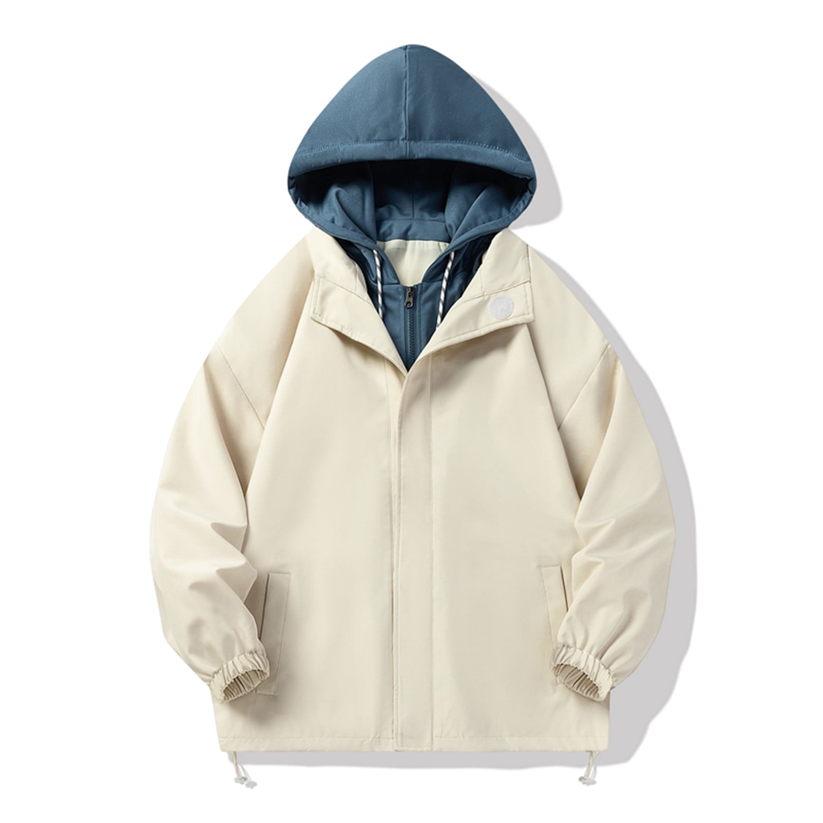 TBKOMH Mens Fashion Workwear Jacket, Hooded Zipper Design, Casual Mens