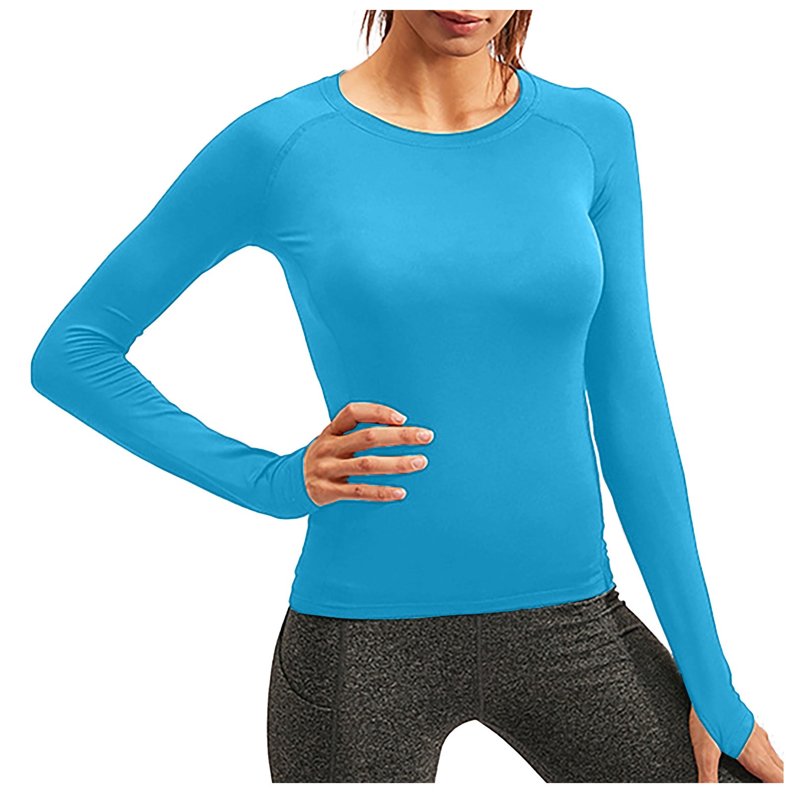 TBKOMH Moisture Wicking Shirts for Women Dry Fit Athletic Running Long