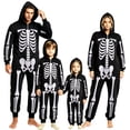 thumbnail image 1 of TBKOMH Skeleton Costume Family Matching Halloween Onesie Zip Up Hooded Jumpsuit Long Sleeve One Piece for Men Women Adults Spooky Party Outfit Loungewear, 1 of 5