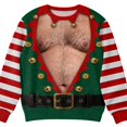 thumbnail image 1 of TBKOMH Ugly Christmas Sweatshirt 3D Santa Hairy Chest Plaid Logger Hilarious Novelty Pullover Men Long Sleeve Crew Neck Xmas Party Outfit Present Top L, 1 of 2