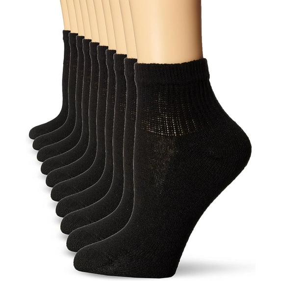TBKOMH Women's Moisture-wicking Casual Ankle Socks, Black (14 Pack)