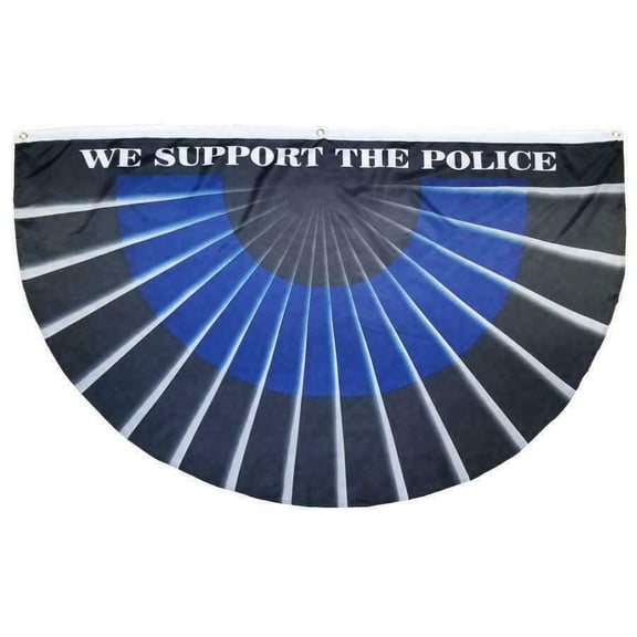 TBL Thin Blue Line We Support The Police Fan 100D 3x5 3'x5' Bunting Fan Flag