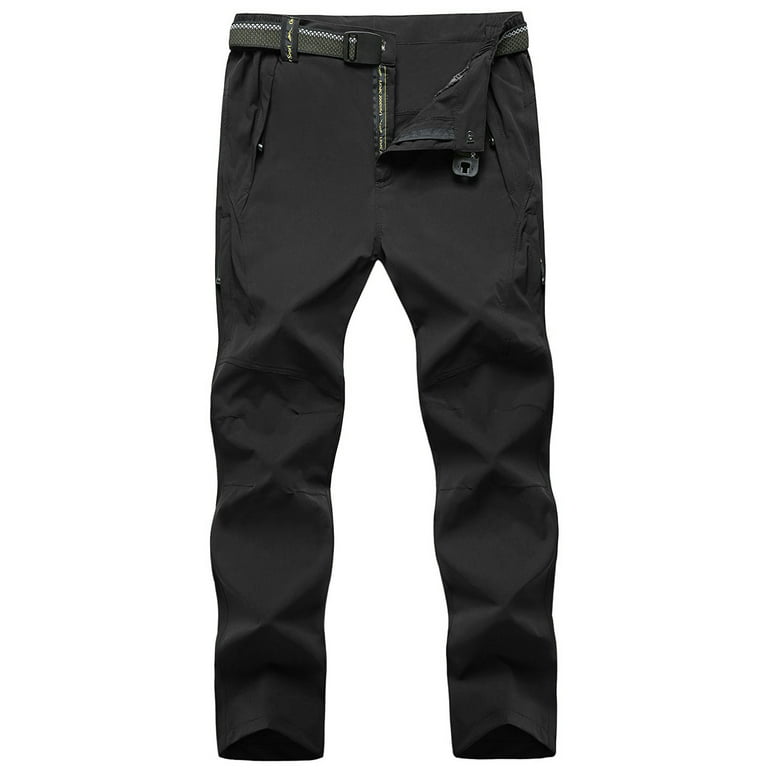 TBMPOY Men's Quick Dry Ripstop Belted Mountain Fishing Cargo Pants(03 thin  Black,us L) 
