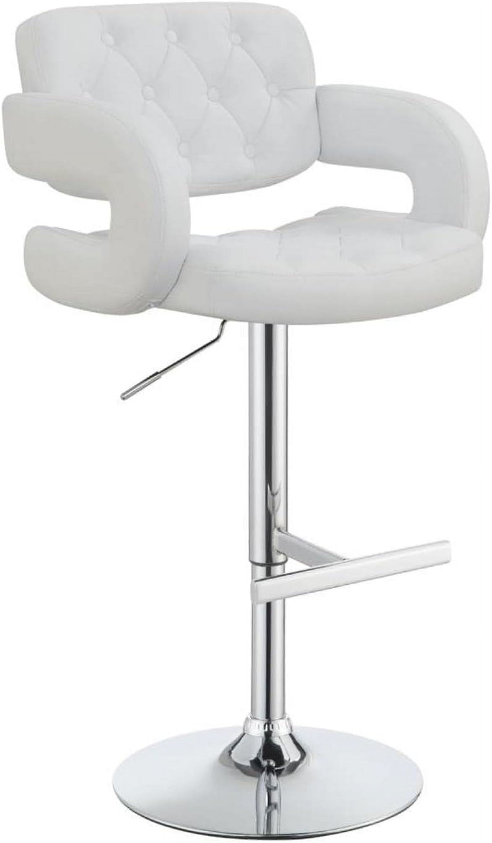 White Adjustable Swivel Bar Stool with Chrome Base