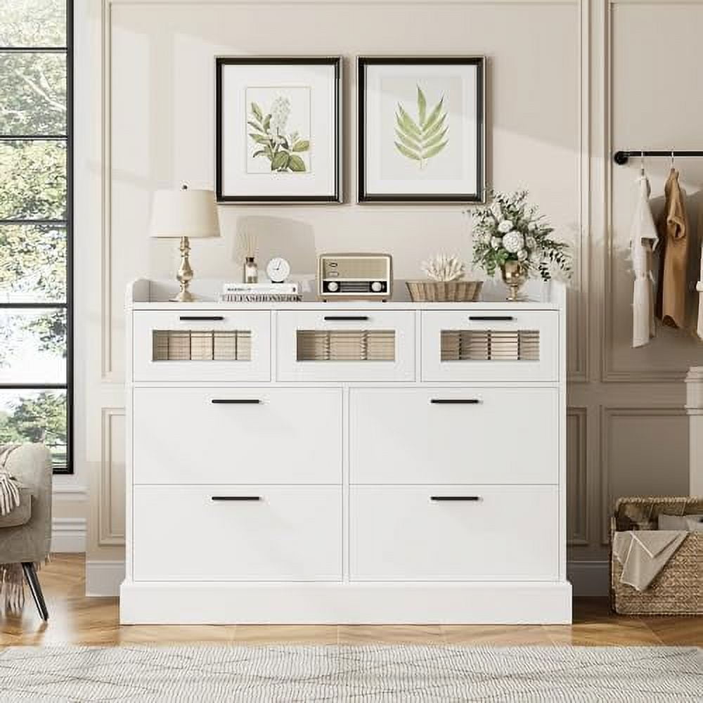 TBODSYP Modern 7 Drawer Double Dresser Wide Chest of Drawers with Fence