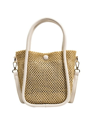 Off-white Woven Leather Tote Bag Hollow-out Basket Handbags