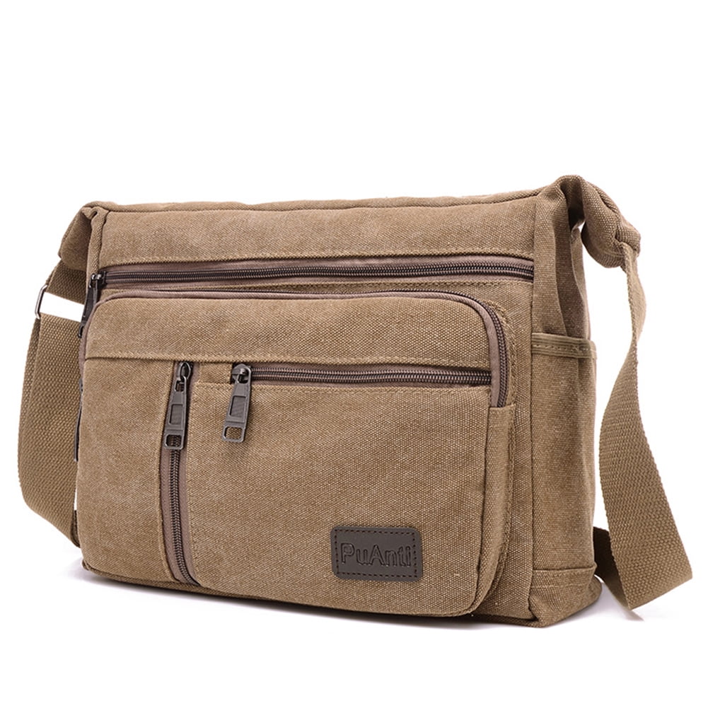 Shoulder Bag For Men,canvas Messenger Bag Small Multi Pocket
