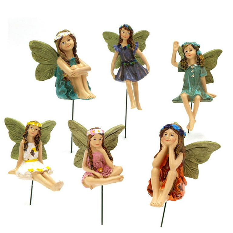 TBOLINE Mini Fairy Figurines Elf Set Resin Miniatures Garden