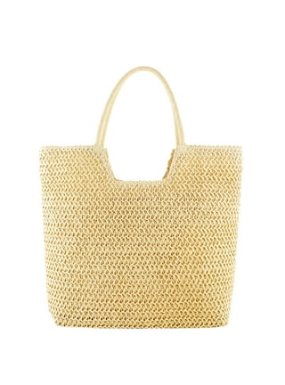 Oct17 Women Straw Beach Bag Tote Shoulder Bag Summer Handbag - Yellow