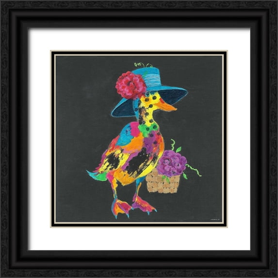 TBS 12x12 Black Ornate Wood Framed with Double Matting Museum Art Print Titled - Duck IN DARK GRAY