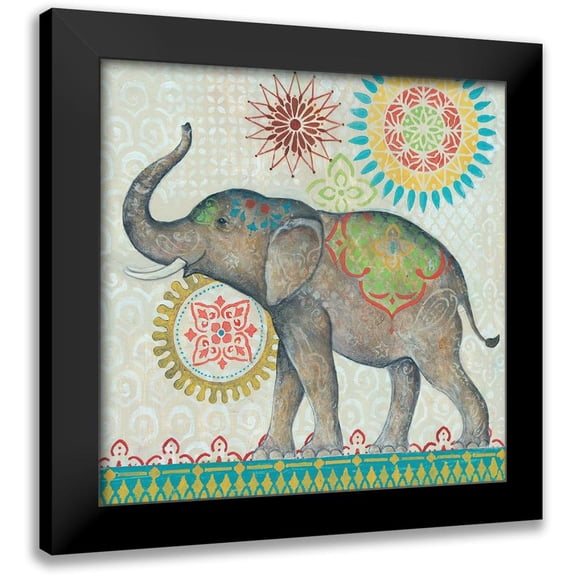 TBS 20x20 Black Modern Framed Museum Art Print Titled - Elephant
