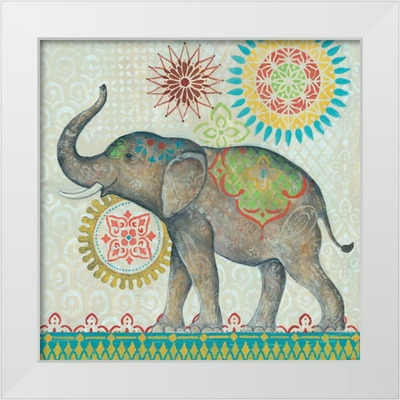 TBS 20x20 White Modern Wood Framed Museum Art Print Titled - Elephant