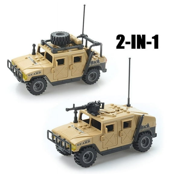 TBS Assault Team Military Hummer Jeep Armored Vehicle Building Block Model Army Mini Soldier Transport Chariot Toys Kit Gift
