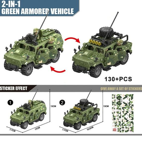 TBS Assault Team Military Hummer Jeep Armored Vehicle Building Block Model Army Mini Soldier Transport Chariot Toys Kit Gift