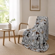 The Big Plushie Happy Dogs Super Plush Throw, 50" x 70"