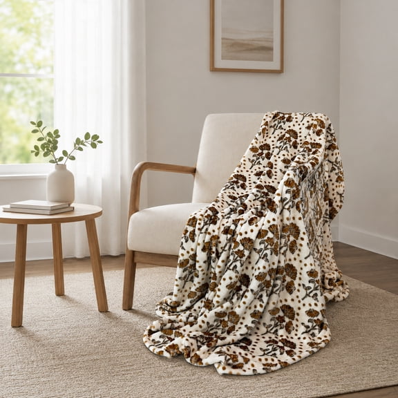The Big Plushie Jacey Floral Super Plush Throw, 50" x 70"