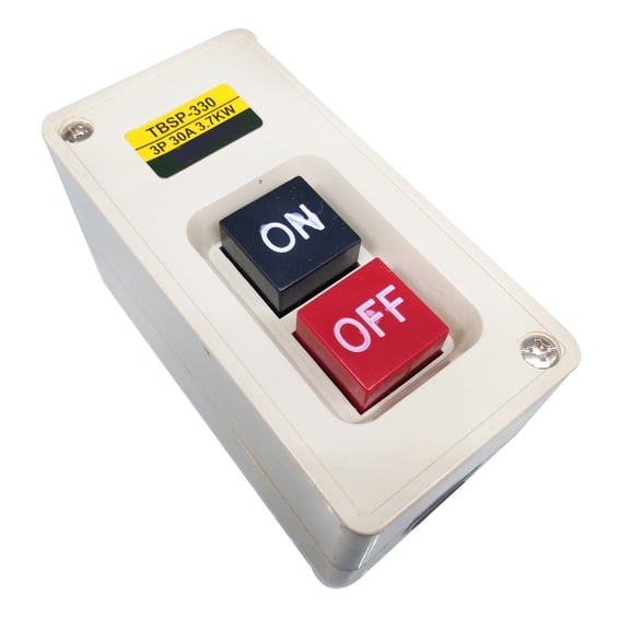 TBSP-330 3P 30A 3.7KW Maintained On/Off Power Pushbutton Switch, 3-Phase Motor Control Switch for Industrial Equipment and Machinery
