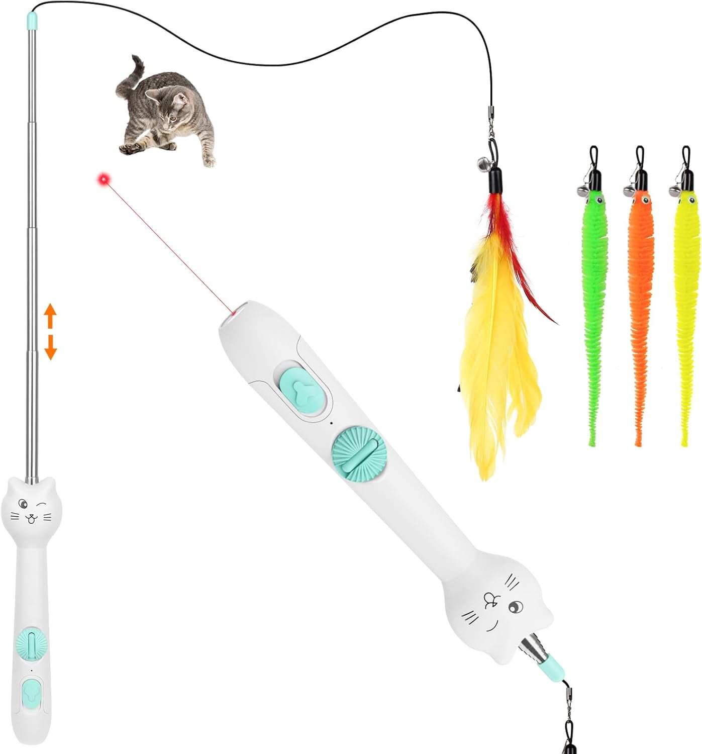 TBTeek Cat Toys, Rechargeable, 3 Light Modes & 5 Fun Patterns, Portable Interactive Kitten Pet Dog Cat Mouse Toy for Fun Chase Play Exercise