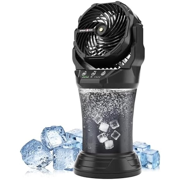 TBVBVYU Portable Misting Fan with RGB Ambient Light- 2L Water Tank, 4 Speeds & Spray Mist Fan, 30000mAh Rechargeable Misting Fans for Outdoor/Indoor Fans for Camping, Patio, Garden, Black