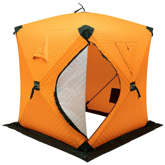 TBVECHI 1-2 Person Insulated Ice Fishing Shelter Pop-Up Portable Thermal Ice Fishing Tent 57x57x65in
