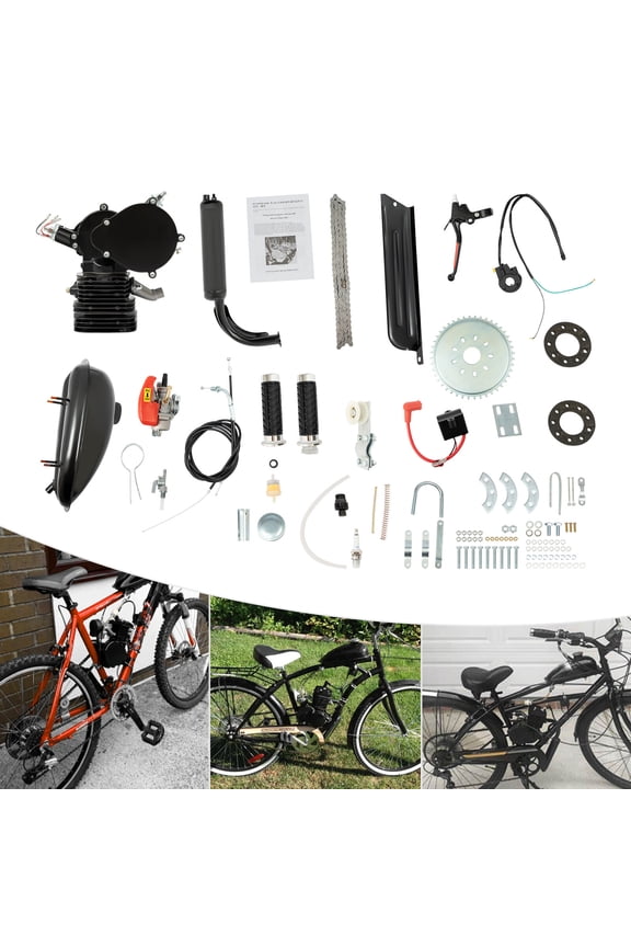 2-Stroke Motorized Bike Kit 110cc 2L Complete Bicycle Gasoline Engine Motor Kit Air Cooling 2-Stroke Single-cylinder