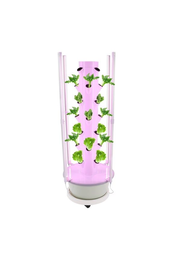 28-Plant Hydroponic Growing Tower 7 Tiers Vertical Garden Kit with LED Lights Indoor Growing System for Vegetables Herbs & Plants