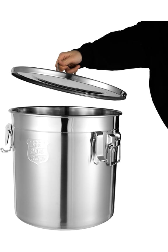304 Stainless Steel Airtight Canister, 33L/8.7Gal Airtight Food Storage Container for Kitchen & Pantry Storage of Flour or other Bulk, Dry Foods w/Handles&Lid