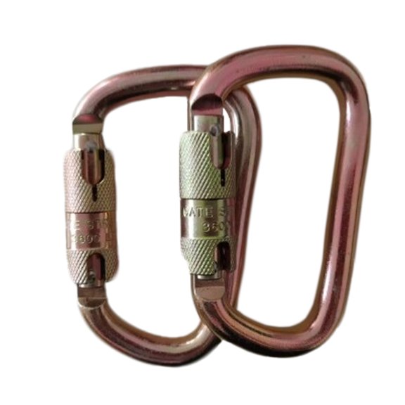 TBVECHI 45KN Auto Locking Carabiner, Rock Climbing Carabiner Clips, Fall Protection Professional Rescue Carabiner Hook, for Rappelling and Mountaineering (2pcs, Gold, D Shaped)