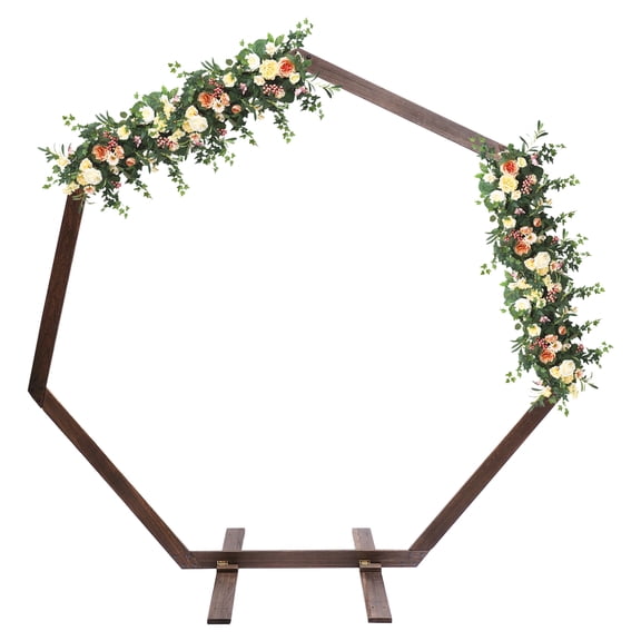 TBVECHI 7.2FT Retro Wedding Arch Wooden Heptagon Wedding Backdrop Stand Flower Rack Balloon Frame For Wedding Party Decor