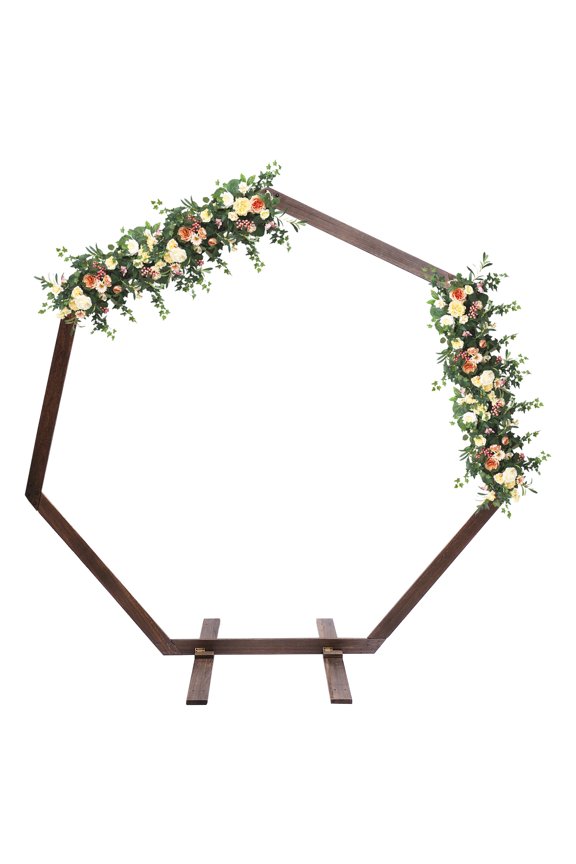 7.2FT Retro Wedding Arch Wooden Heptagon Wedding Backdrop Stand Flower Rack Balloon Frame For Wedding Party Decor