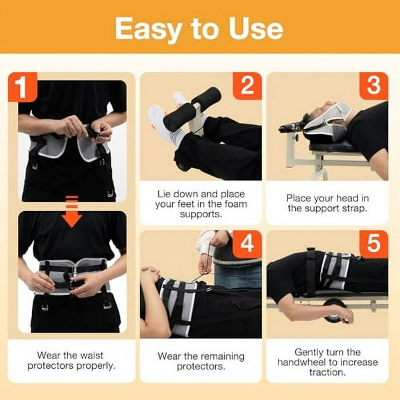 TBVECHI Back Traction Bed Table, Cervical Lumber Spine Back Stretcher Traction Bed, Folding Massage Bed, 4.9-6.2FT Stretch Length, 300 lb Weight Capacity, Comfortable Decompression