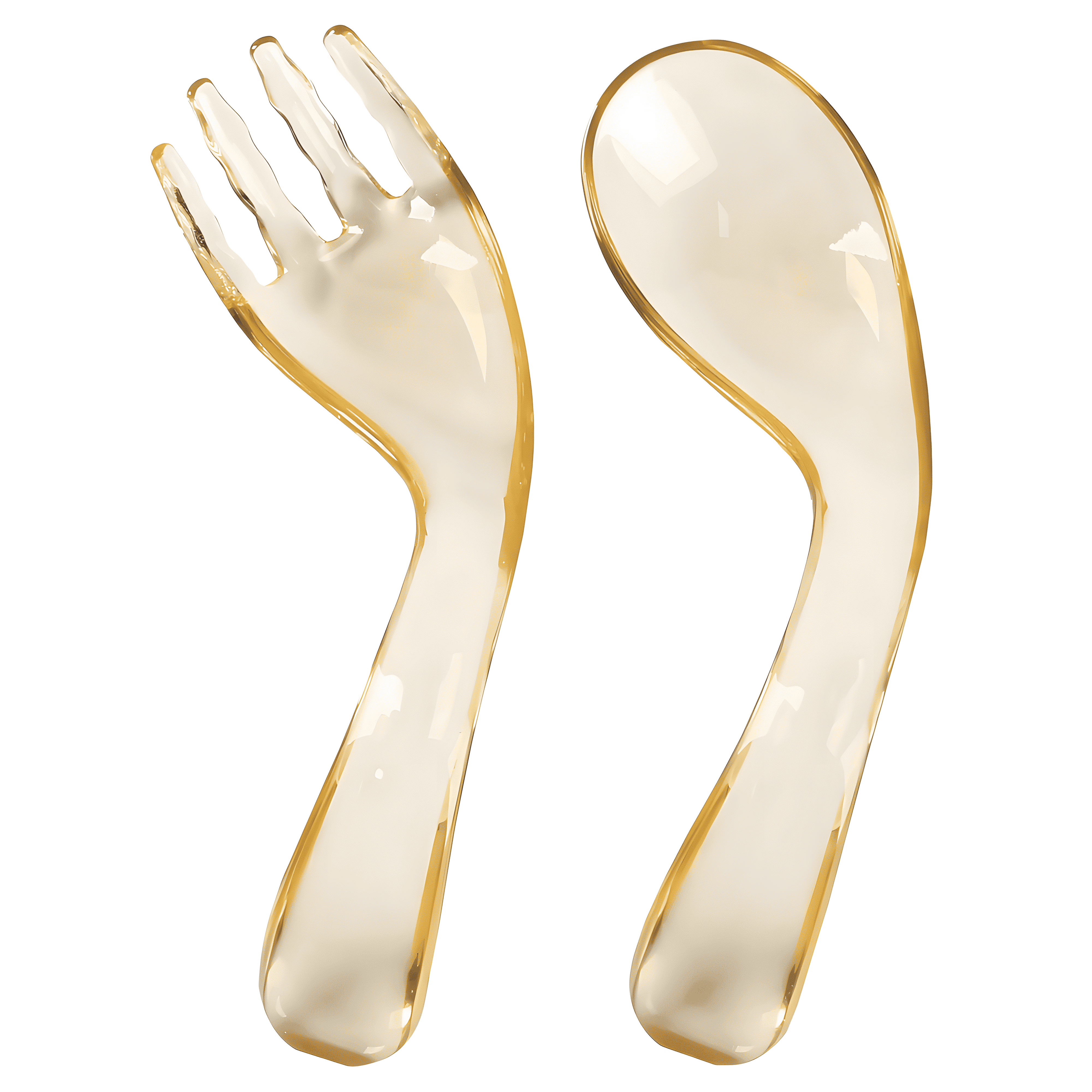 TBWZXHY Baby Threestage Infant Feeding Spoons and Forks Flatware Set, Unisex, BPA-Free, Yellow, 2 Pack