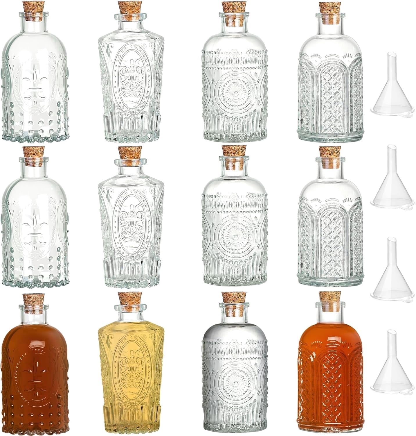TBWIND 6 oz Clear Glass Bottles with Cork, 12 Pack Glass Bottles with 4 ...