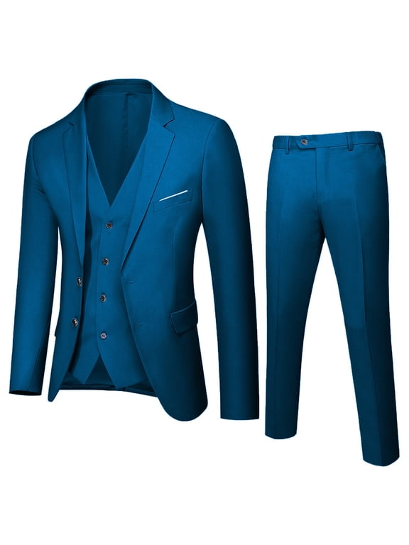 5t Suits for Boys Boys Suits Slim Fit Dress Clothes Outfit 3-Piece (Blue,Sizes 10-11 Years)