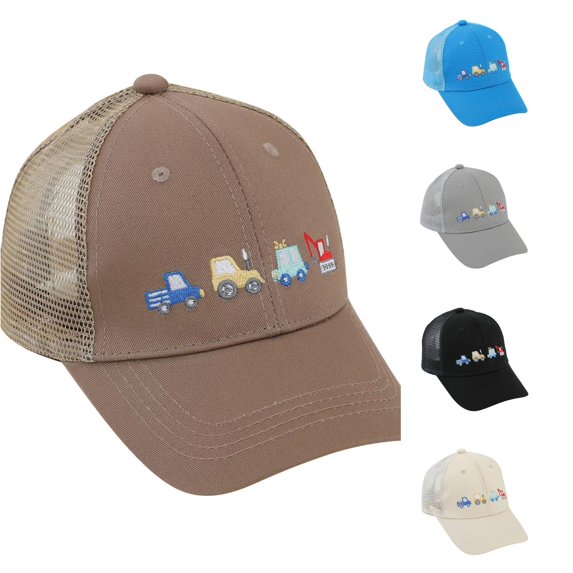 TBWNWG Adorable Kids Baseball Cap Cartoon Car Print Sun Mesh Adjustable Toddler Hat for Boys Girls Outdoor Play,Size 2-8 Years