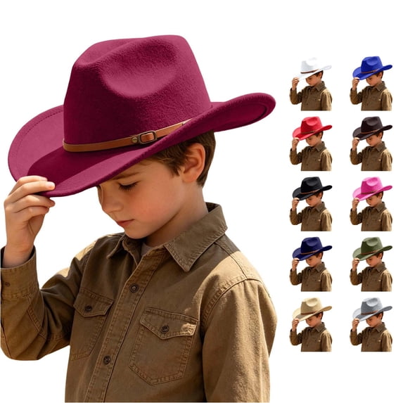 TBWNWG Adorable Western Cowboy Hat for Kids Adjustable Sun Cap for Boys and Girls for Daily Casual Party Outdoor Wear All Seasons,Size 6-12 Years