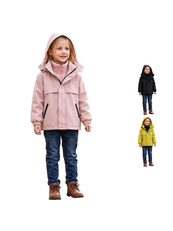 All Season Girls Utility Coat And Jacket Outdoor Outerwear for Kids Reversible Layered System Lightweight Windproof With Inner Hoodie