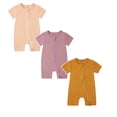 thumbnail image 1 of TBWNWG Baby Bamboo Summer Short Sleeve Footless Rompers,Baby Pajamas,2 Way Zipper Sleeper,3 Pack,Size 3-6 Months, 1 of 8