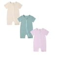 thumbnail image 1 of TBWNWG Baby Bamboo Summer Short Sleeve Footless Rompers,Baby Pajamas,2 Way Zipper Sleeper,3 Pack,Sizes 3-6 Months, 1 of 5