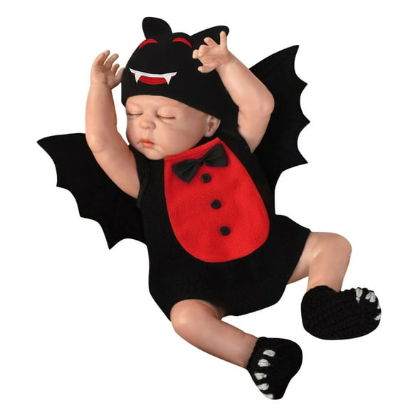 TBWNWG Baby Boy ,Baby Girls Halloween Set Soft Romper Jumpsuit with Wing Hat 3PCS Outfit,Size 0-6 Months