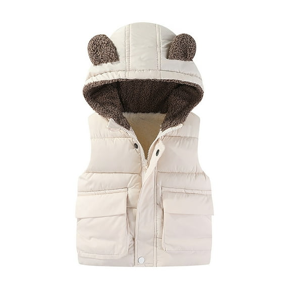 TBWNWG Baby Girl Jackets,Boys Winter Jacket Hooded Vest for Toddlers with Bear Ears Warm Padded Sleeveless Coat Zippered Design,Sizes 4-5 Years