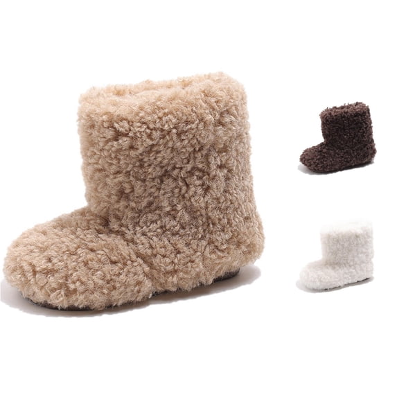 TBWNWG Baby Girls Winter Boots Lined Booties With Ankle Warm Shoes for Toddler Non Soft Sole