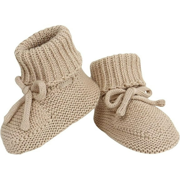 TBWNWG Baby Sneakers for Warm Winter Booties with Bow Soft Knit Toddler Socks Cute First Shoes for Boys Girls,Sizes 0-3 Months
