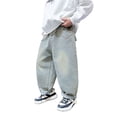 thumbnail image 1 of TBWNWG Baggy Jeans for Boys,Boy's Casual Straight Leg Jeans Loose Denim Pants with Pockets,Sizes 11-12 Years, 1 of 7