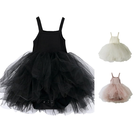 TBWNWG Bodysuit Tutu Dress Baby Girl Romper Sleeveless Solid Summer Holiday Outfit,Size 12-18 Months