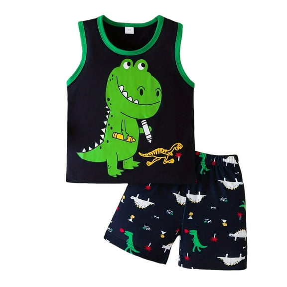 TBWNWG Boy Pajamas Size 10,Boys Dinosaur Print T Shirt and Shorts Outfits Set for Casual Wear and Sports Sizes 5-6 Years