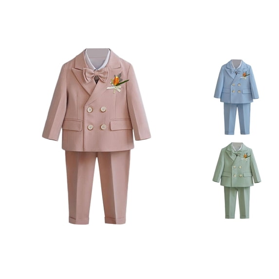 TBWNWG Boys British Style Pageboy Performance formal Wear Toddler Tuxedo Birthday Party for Boys Elegant Party Attire Casual to formal Suit Set for 18 Months to 11 Years Spring Summer All-Season