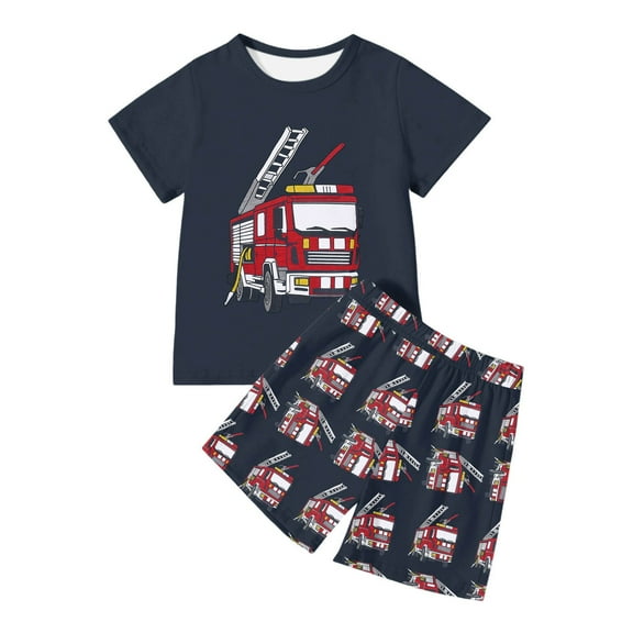 TBWNWG Boys Casual Dinosaur Print T-Shirt and Shorts Set for Everyday Wear Outdoor Activities Comfortable and Stylish Outfit for Kids 2-12 Years,Sizes 6-7 Years