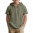 thumbnail image 1 of TBWNWG Boys Casual Summer Hooded Shirt Short Sleeve Button Up Top Breathable Beach Wear for Kids,Sizes 13-14 Years, 1 of 4